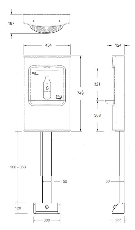 Wall Mounted Foot Operated Bottle Filling Station