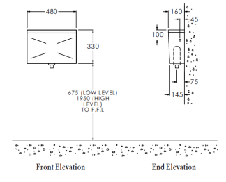 Manual stainless steel cistern dimensions