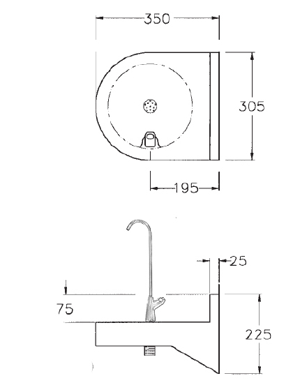 pedal operated bottle filler dimensions