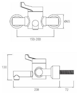 thermostatic mixer tap for hospital use dimensions