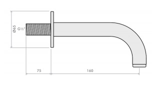 wall mounted curved spout dimensions