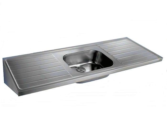 Hospital Single Bowl Double Drainer Sink Top