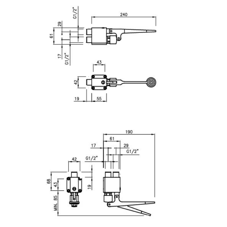 floor and wall mounted pedal tap dimensions