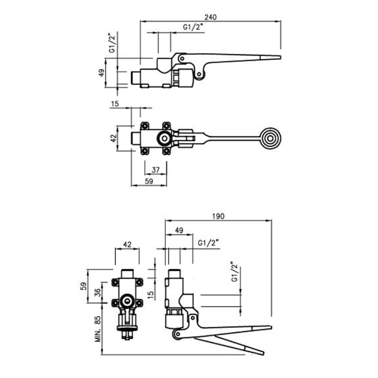 foot lever pedal tap dimensions