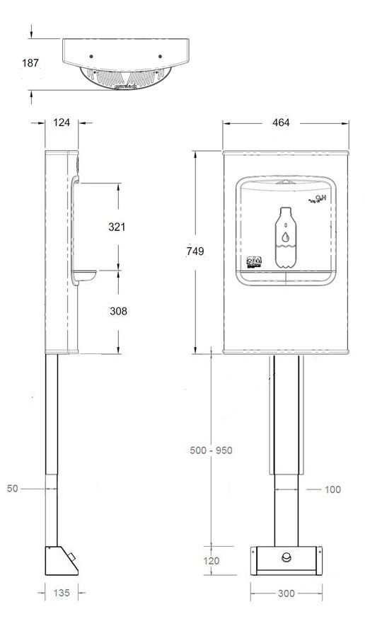 Foot Operated Wall Mounted Bottle Filling Station