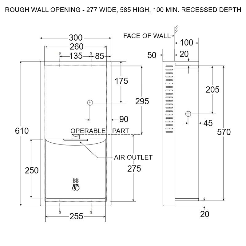 Bobrick Recessed Automatic Hand Dryer