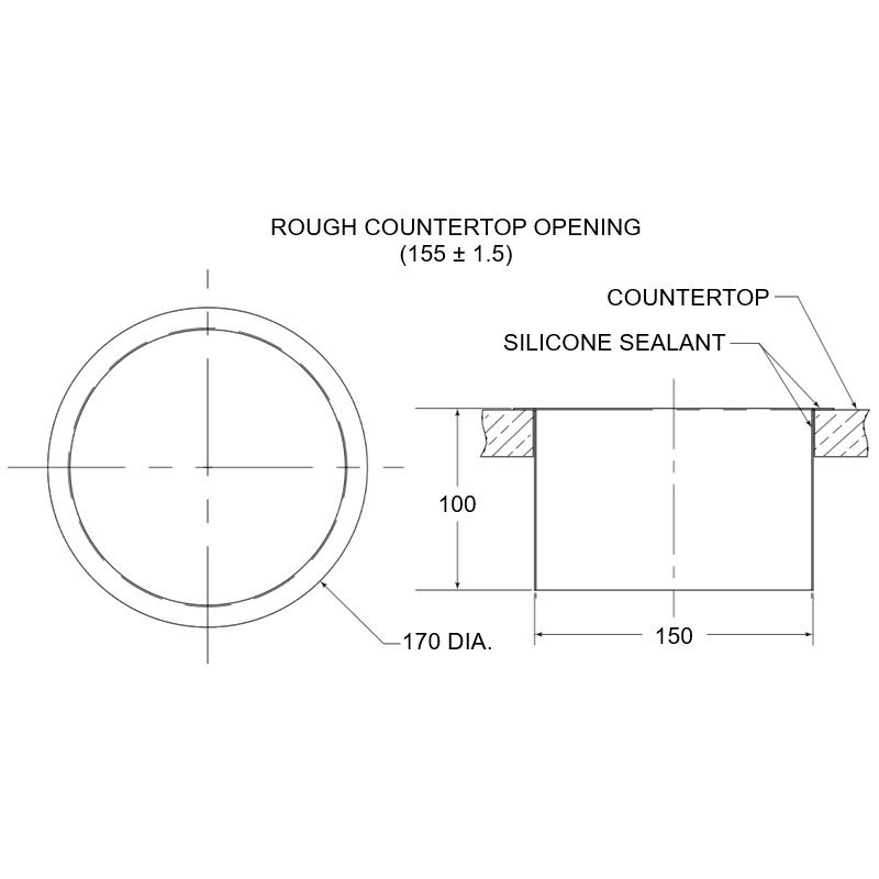 Bobrick Countertop Circular Waste Chute