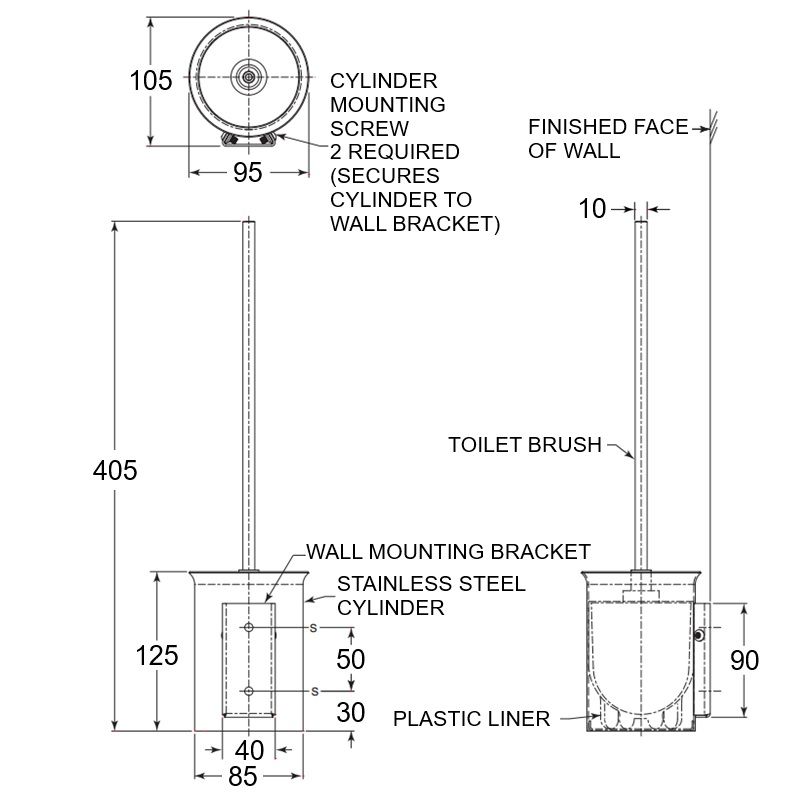 Bobrick Wall Mounted Toilet Brush & Holder