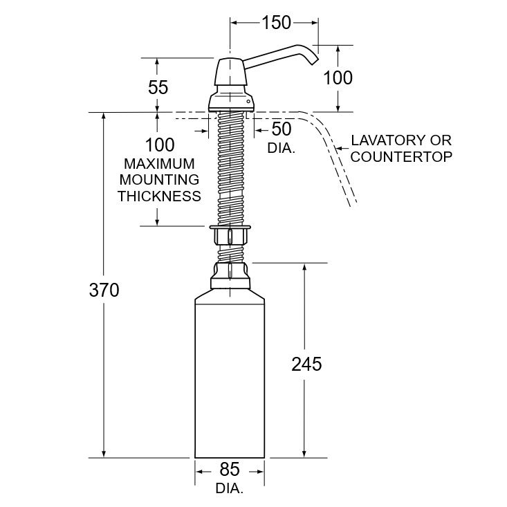 Bobrick Countertop Soap Dispenser 150mm Spout