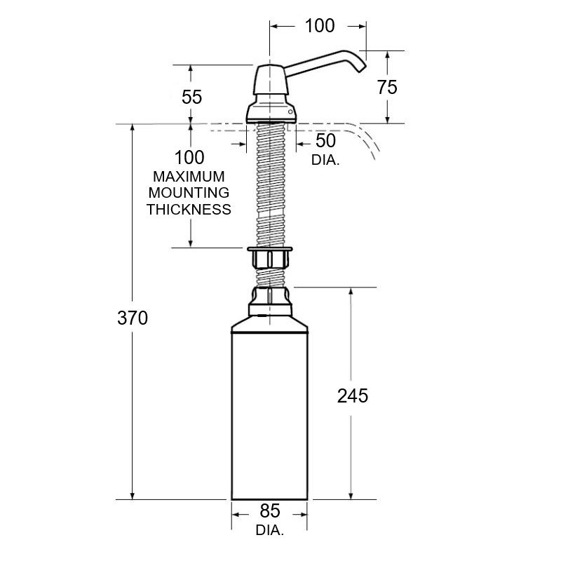 Bobrick Countertop Soap Dispenser 100mm Spout