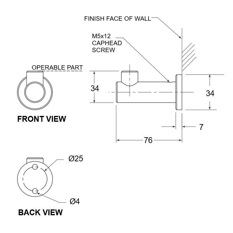 Bobrick Wall Mounted Coat Hook, Satin