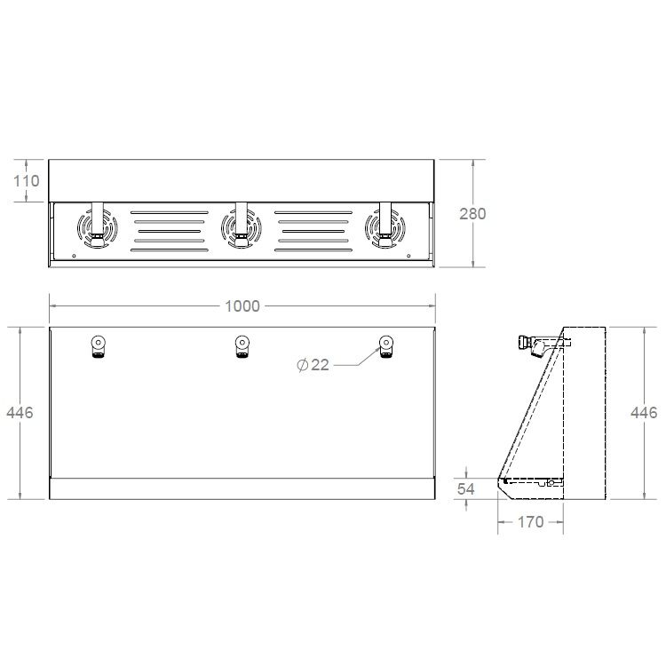 Wall Mounted Multiple Bottle Filling Trough