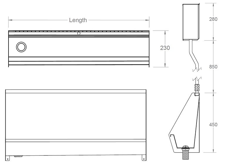 Stainless Steel Wall Hung Trough Urinal