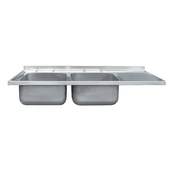 SIT ON CATERING SINK - DOUBLE BOWL, SINGLE DRAINER, 1500MM