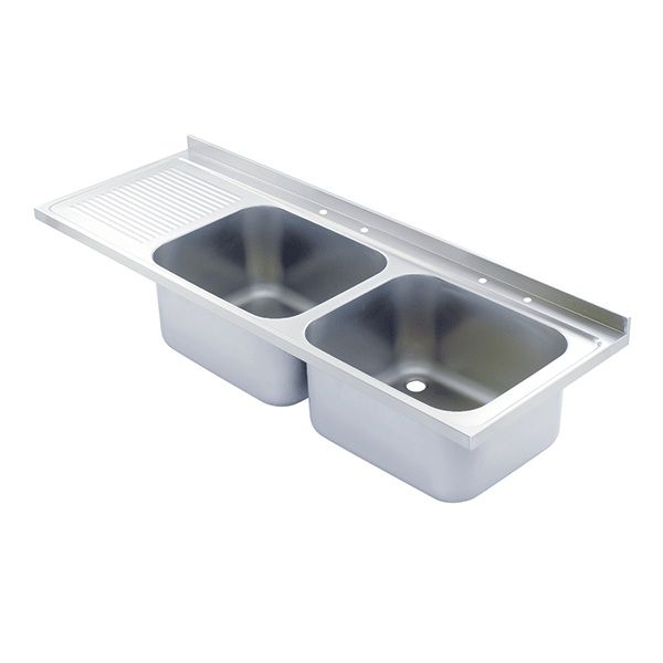 SIT ON CATERING SINK - DOUBLE BOWL, SINGLE DRAINER, 1800MM