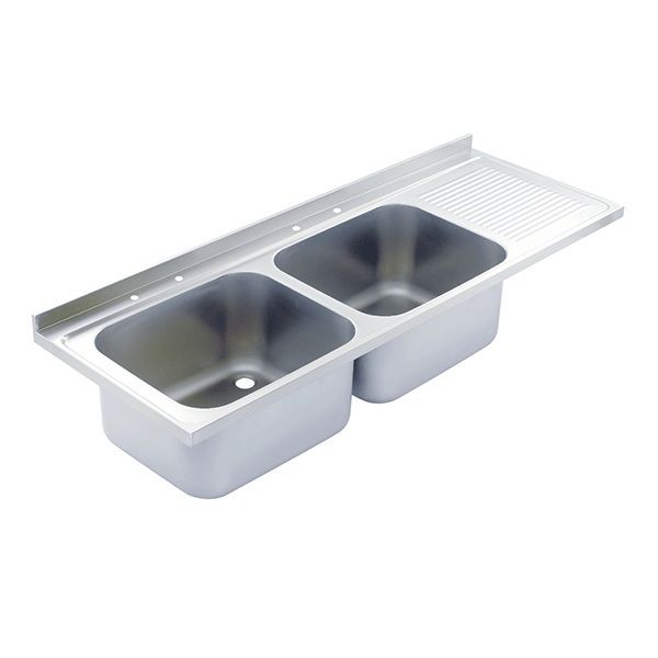 SIT ON CATERING SINK - DOUBLE BOWL, SINGLE DRAINER, 1800MM