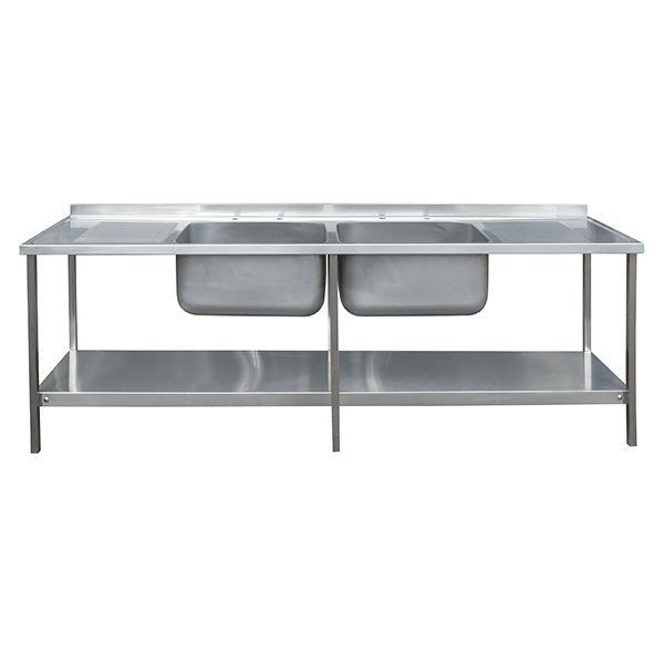 CATERING SINK - DOUBLE BOWL, DOUBLE DRAINER, 2400mm