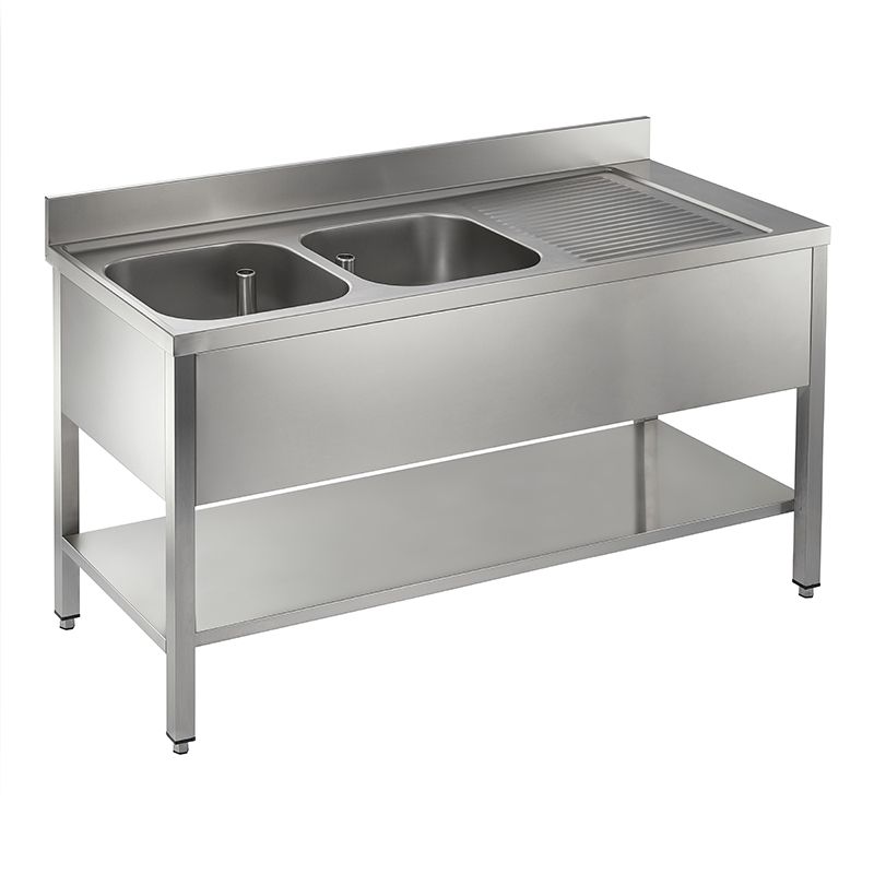 CATERING SINK - DOUBLE BOWL, SINGLE DRAINER, 1500MM LONG