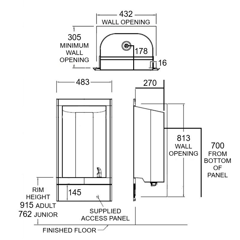 Wall Recessed Drinking Fountain