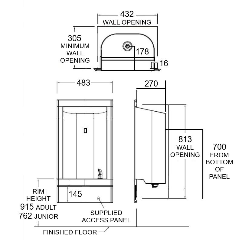 Recessed Bottle Filler With Drinking Fountain