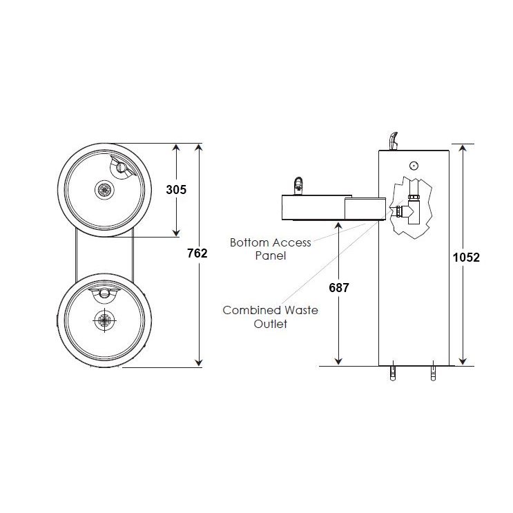 Free Standing Bi-Level Outdoor Drinking Fountain