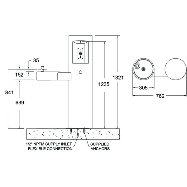 Outdoor Drinking Fountain With Integral Bottle Filler