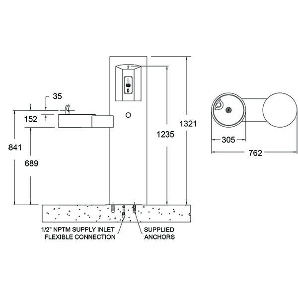 outdoor bottle filler and drinking fountain dimensions