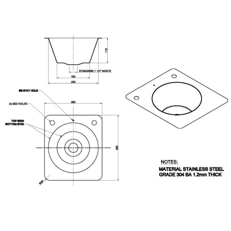 Inset Rectangular Wash Basin - Small