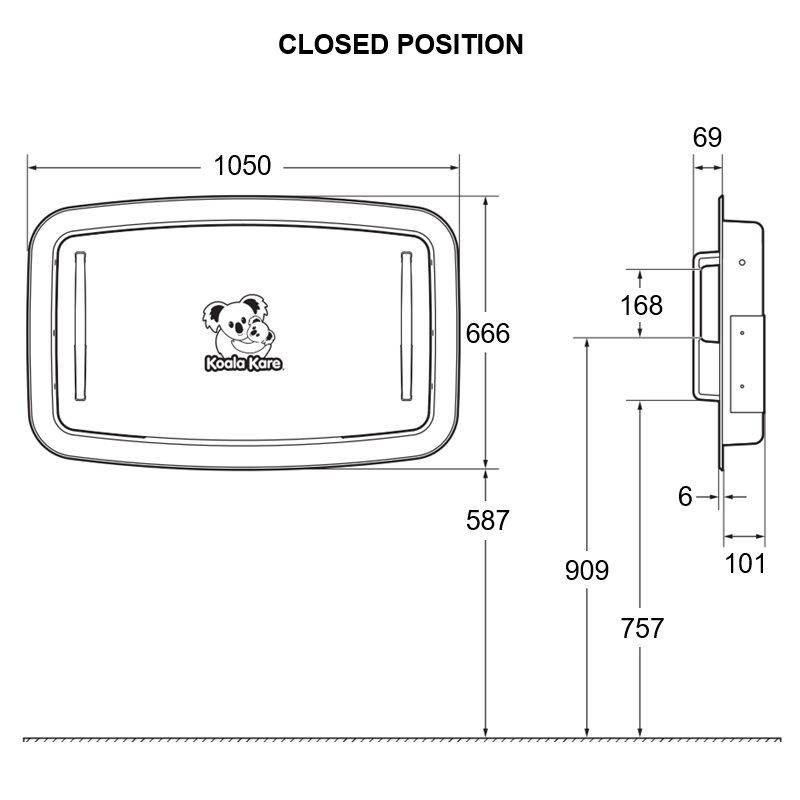 Koala Kare Horizontal Recessed Baby Change Unit