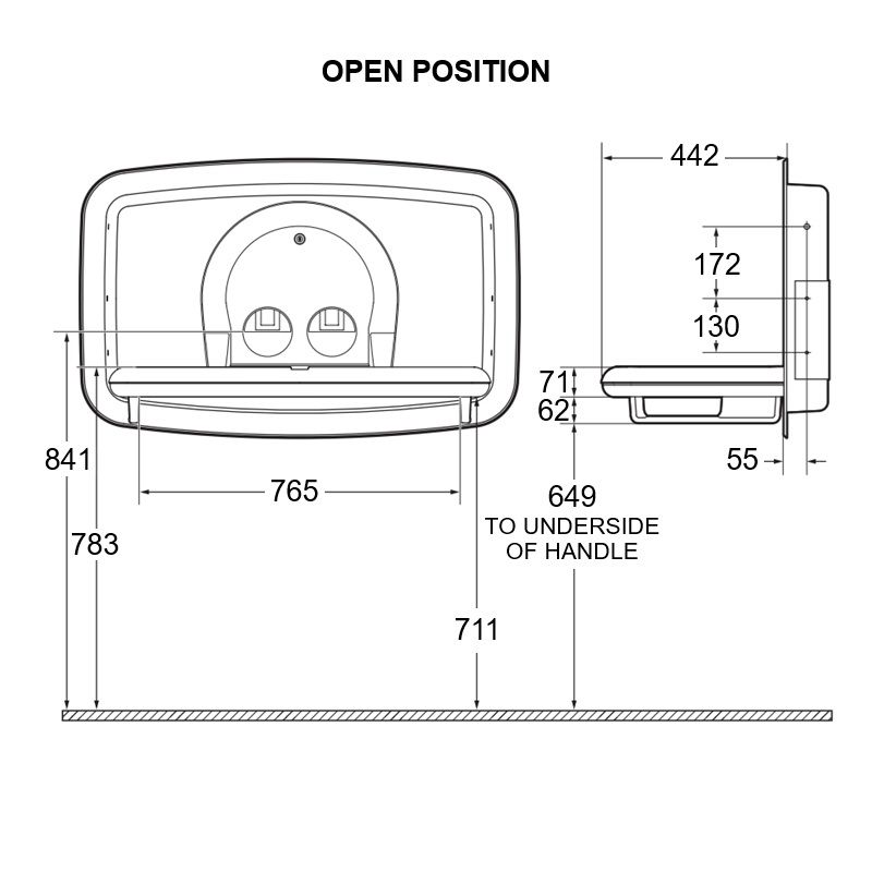 Koala Kare Horizontal Recessed Baby Change Unit