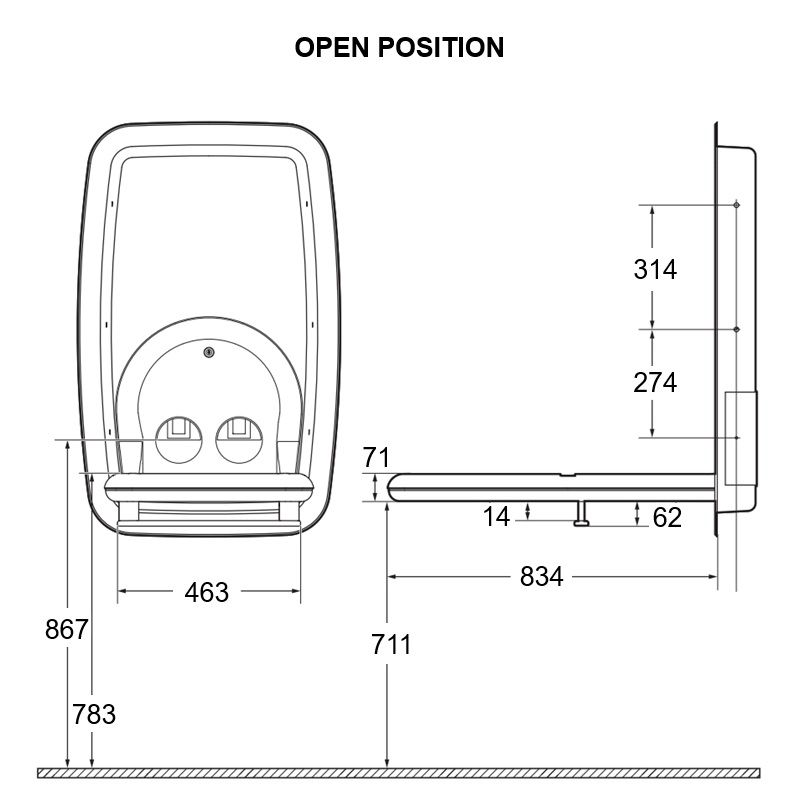 Koala Kare Vertical Recessed Baby Change Unit