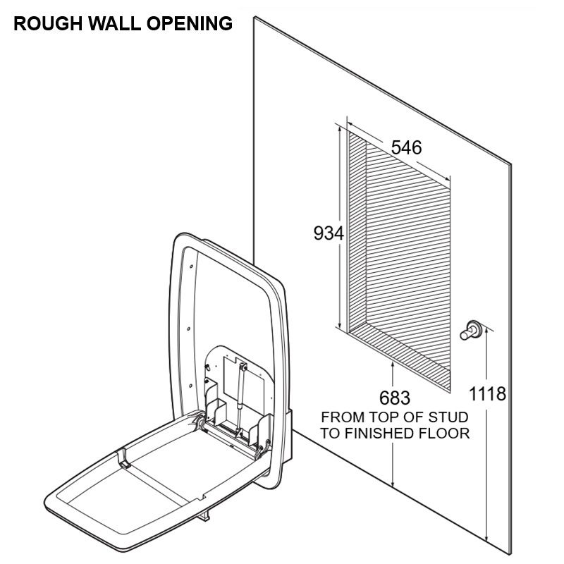 Koala Kare Vertical Recessed Baby Change Unit