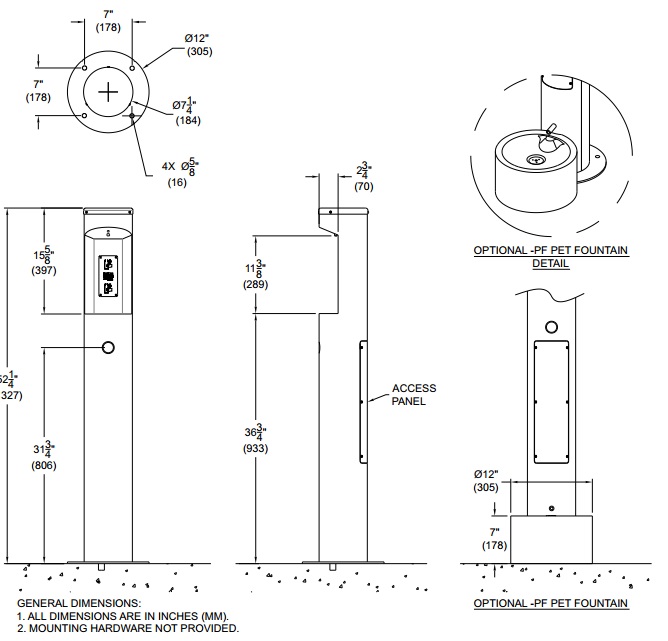 Pedestal Outdoor Bottle Filling Station