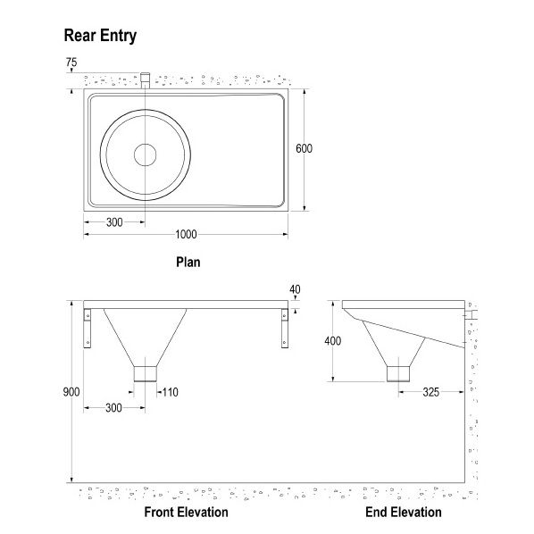 Disposal Unit with Plain Top - Back Entry 