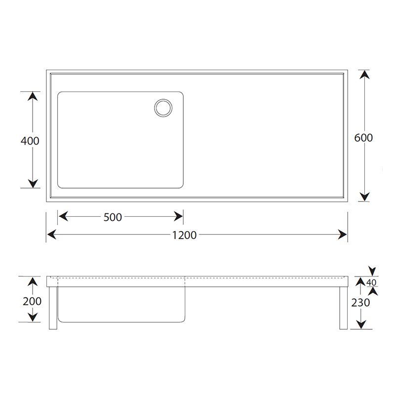 Hospital Single Bowl Single Drainer Sink Top 