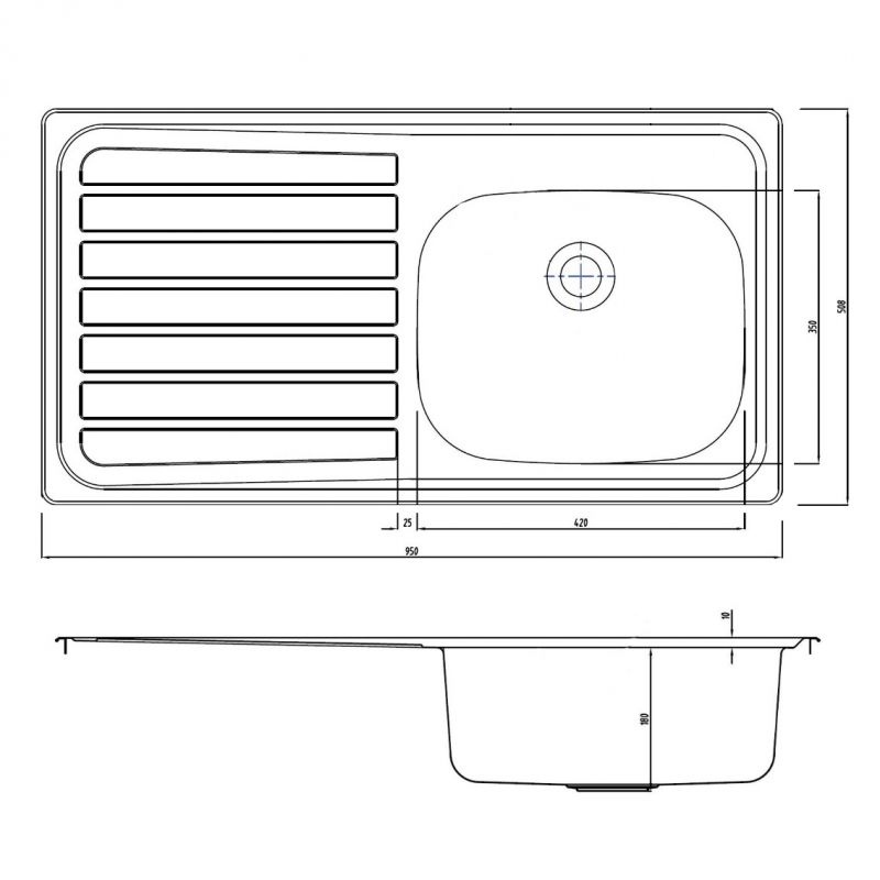 Inset Sink Top With Bowl And Left Hand Drainer