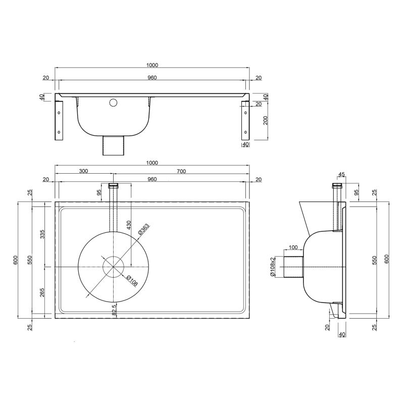 DUH Sluice Sink and Drainer - 1000mm DUH Sluice Sink and Drainer - 1000mm