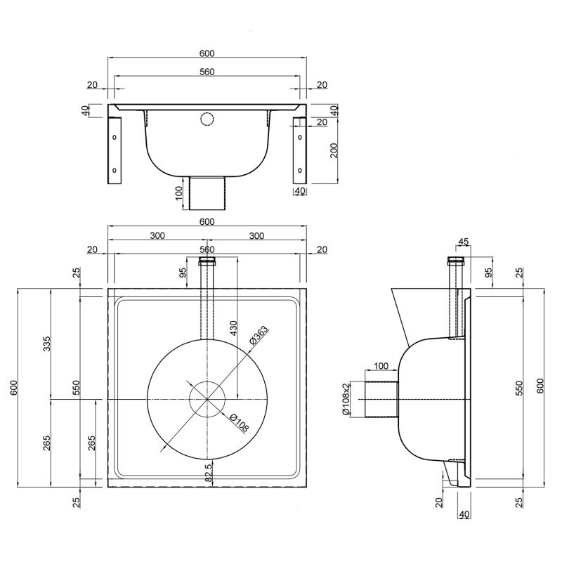 Wall Mounted DU Sluice Sink - Top or Back Entry Wall Mounted DU Sluice Sink - Top or Back Entry