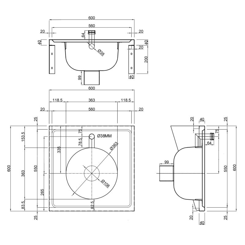 Wall Mounted DU Sluice Sink - Top or Back Entry Wall Mounted DU Sluice Sink - Top or Back Entry