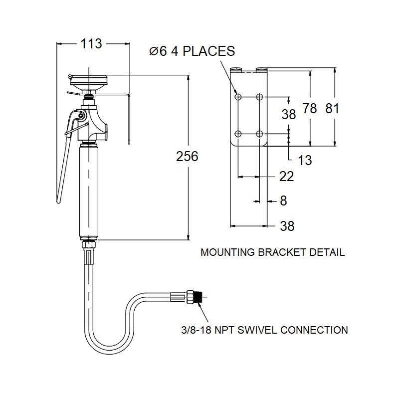 Stay Open Drench Hose - Wall Mounted