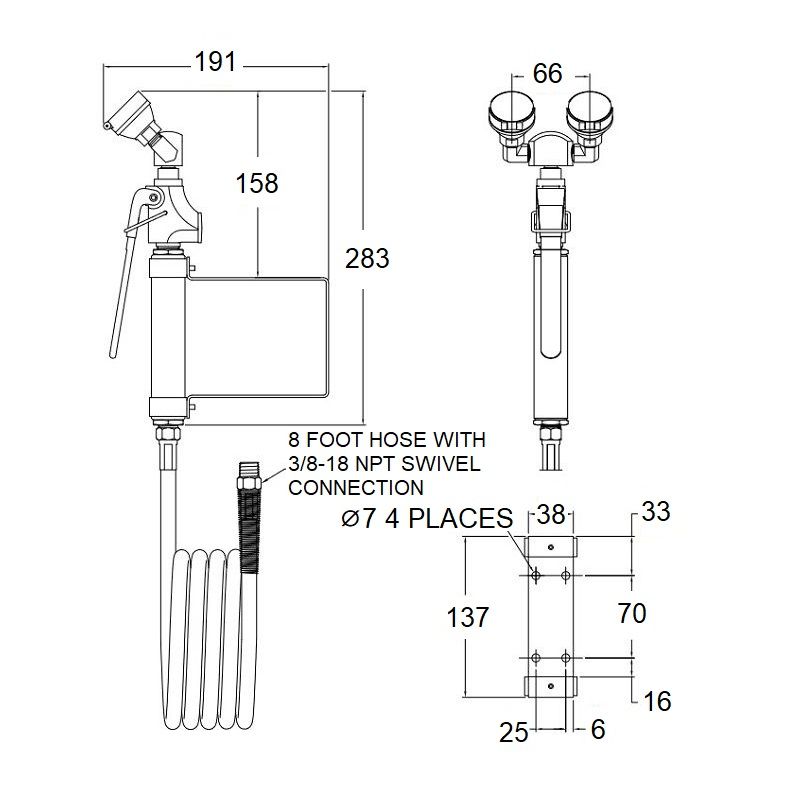 Stay Open Drench Hose - Twin Head