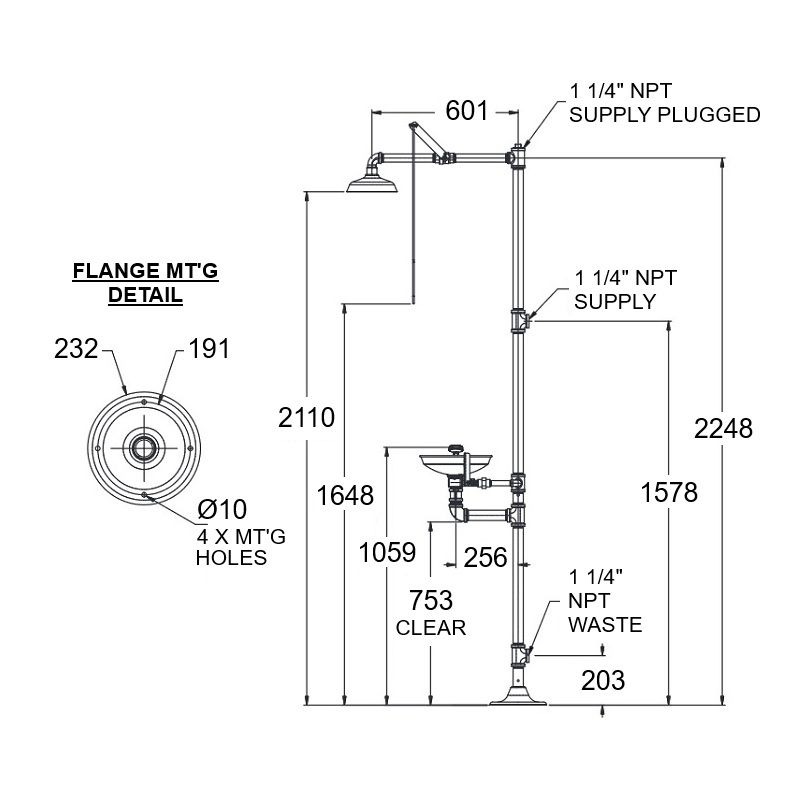 Combination Drench Shower - Stainless
