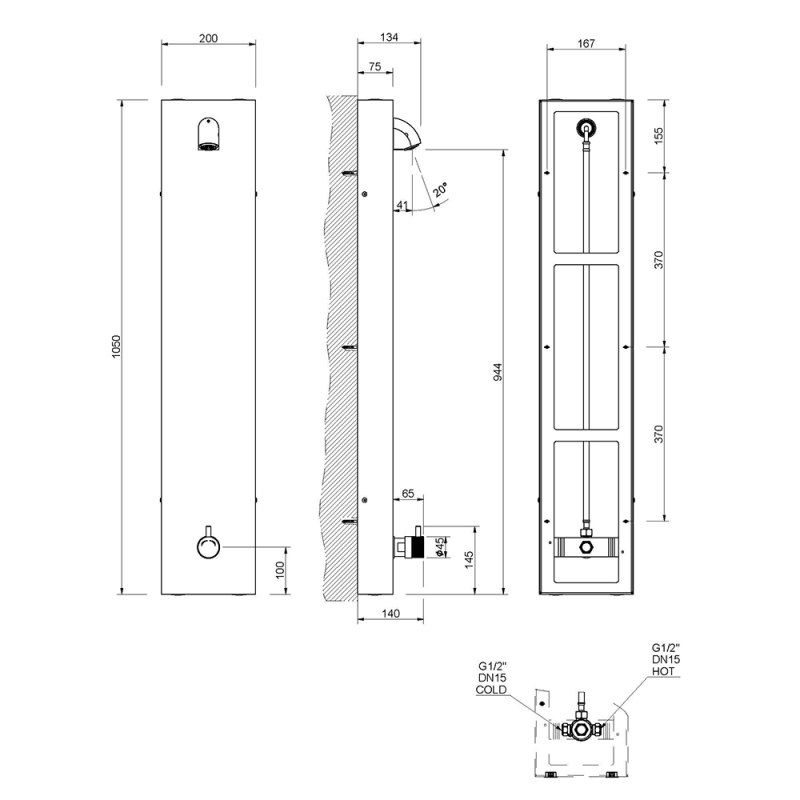 Shower Panel With Adjustable Temperature & Time Flow