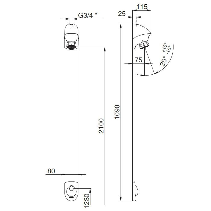 Sports Shower Panel, Press Button