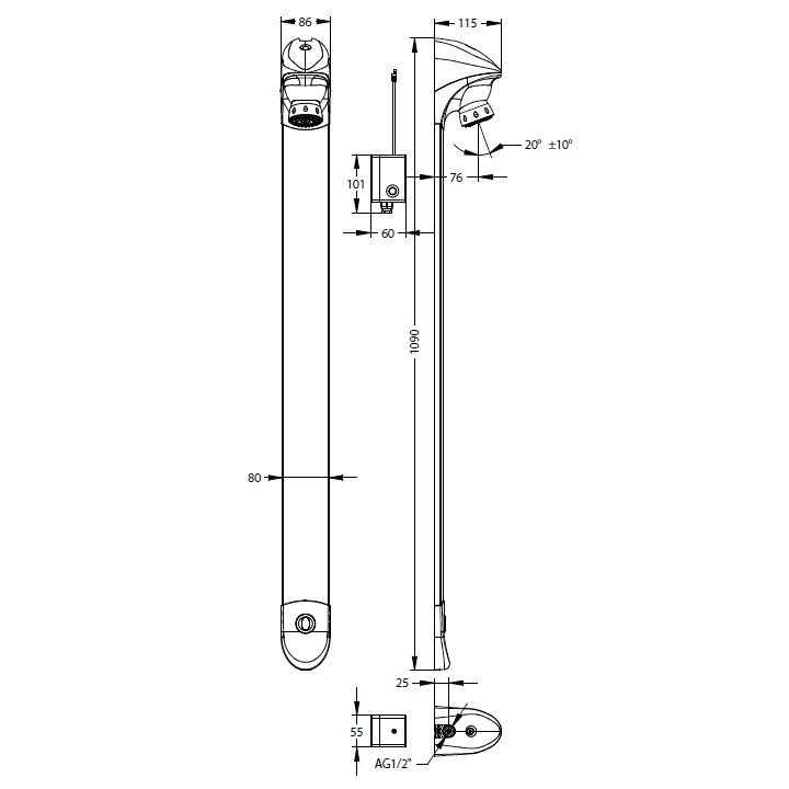 Sports Shower Panel, Sensor Mains