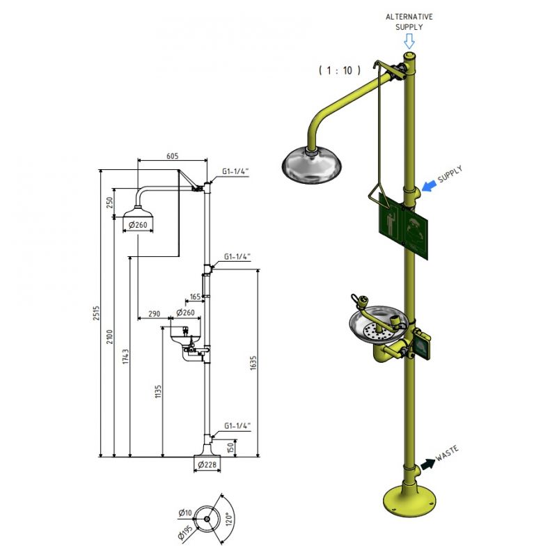 Frost Resistant Combination Drench Shower Frost Resistant Combination Drench Shower