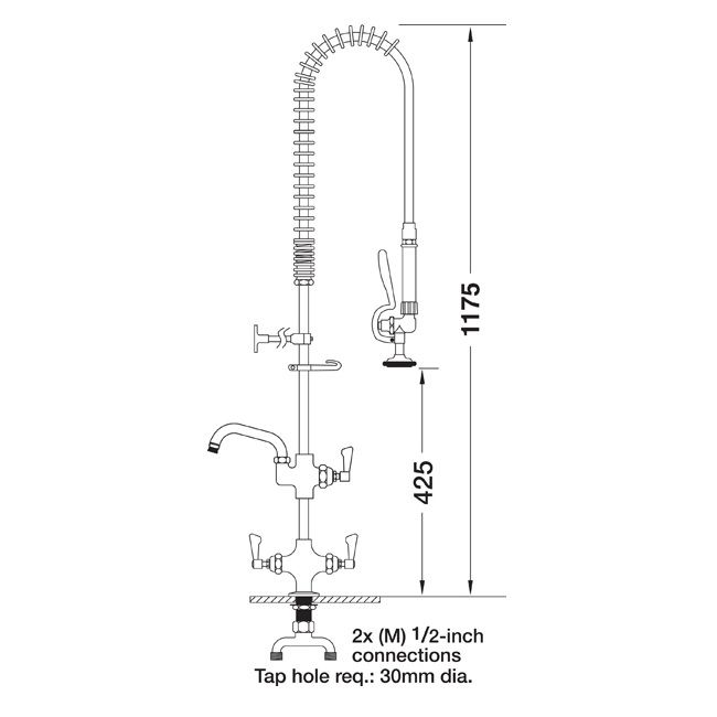 Pre Rinse Monobloc Catering Tap with Pot Filler