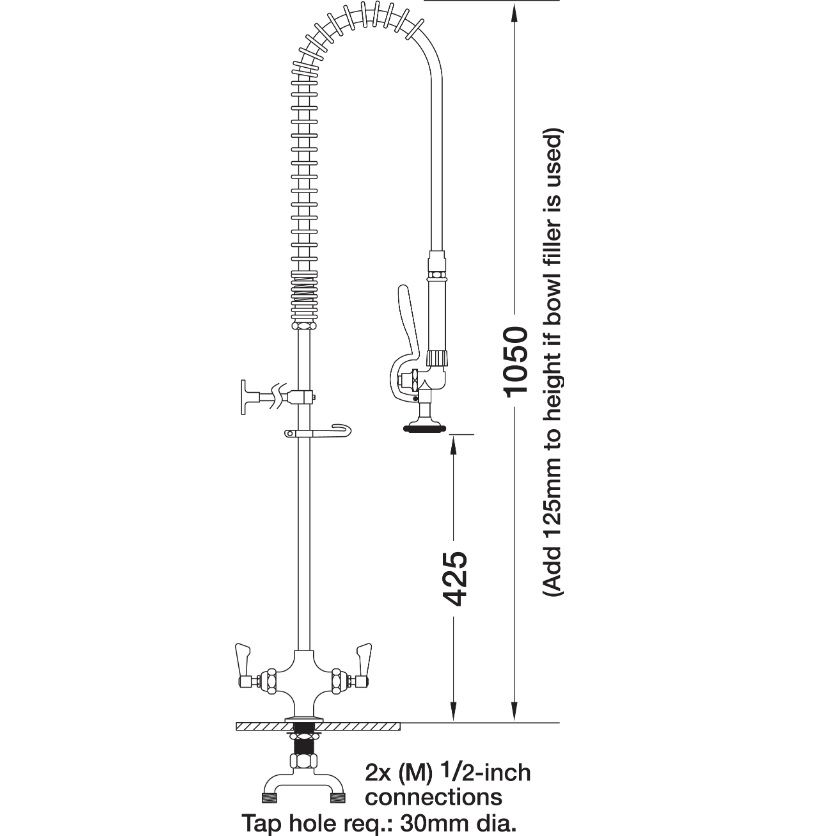 deck mounted monobloc catering tap