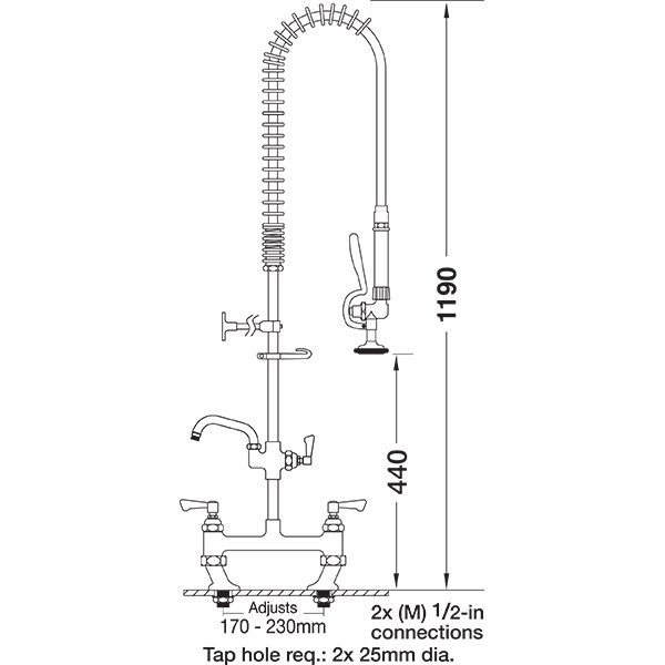 Pre Rinse Twin Catering Tap with Pot Filler