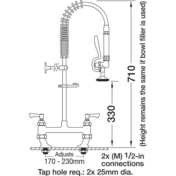 Short Pre Rinse Twin Catering Tap